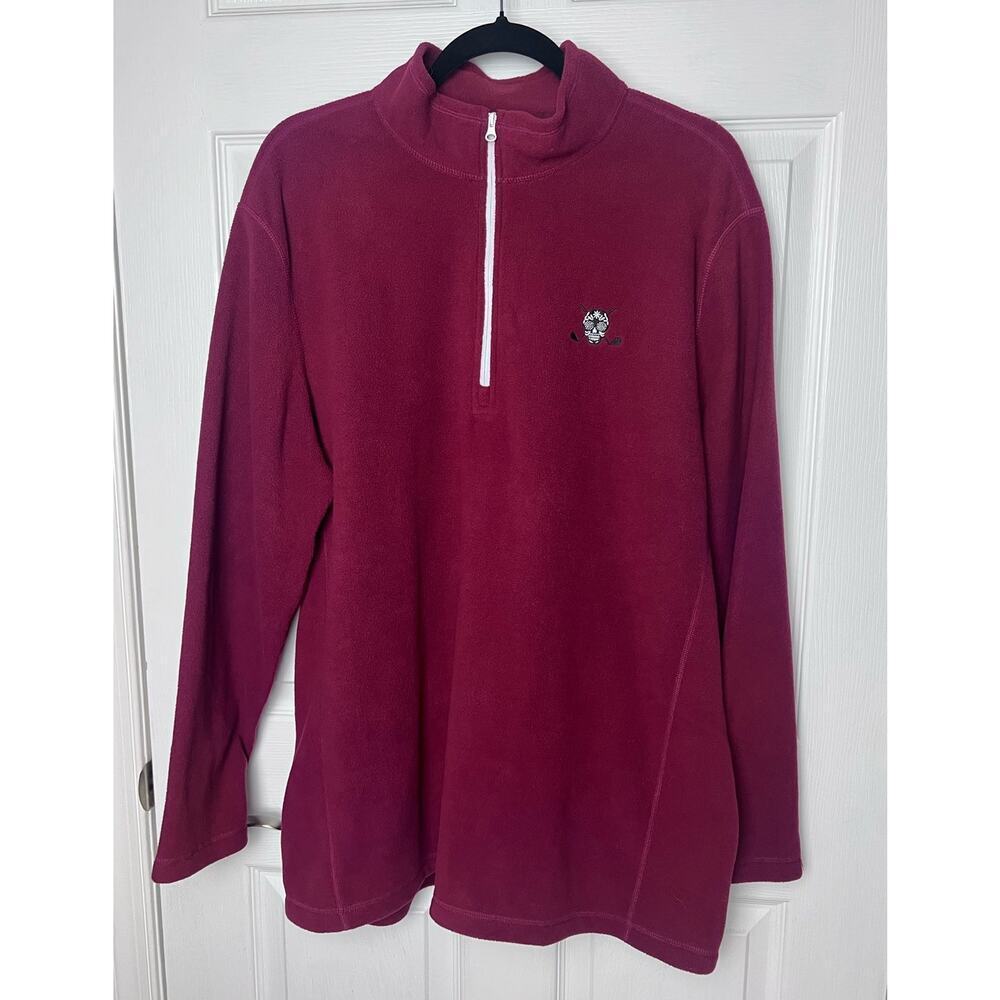 Chico Golf Pullover Quarter Zip Fleece Long Sleeve Burgundy Red Size 2XL